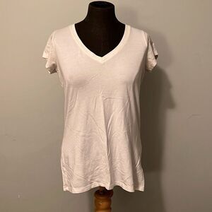 Shrinking Violet Women's White V Neck Short Sleeve T Shirt